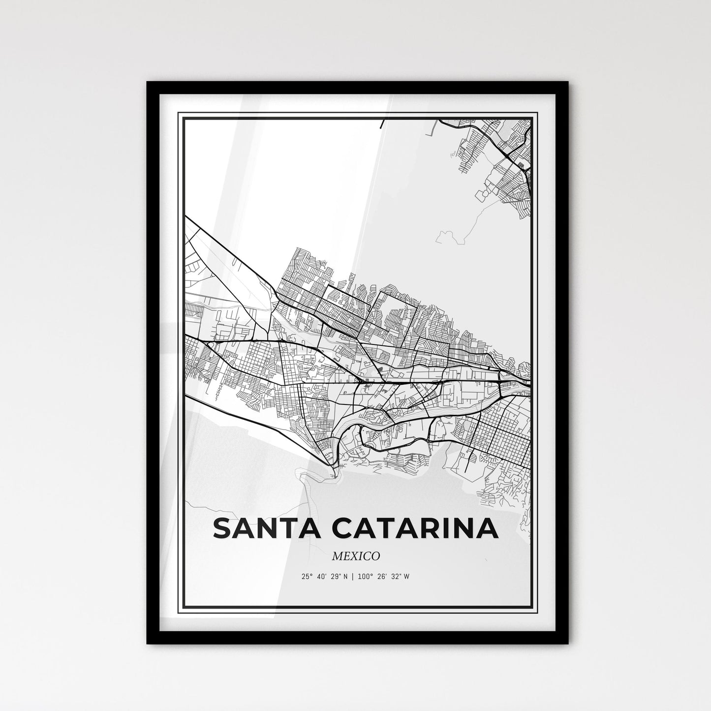 Santa Catarina Mexico - Scandinavian Style City Map for Modern Home Decor