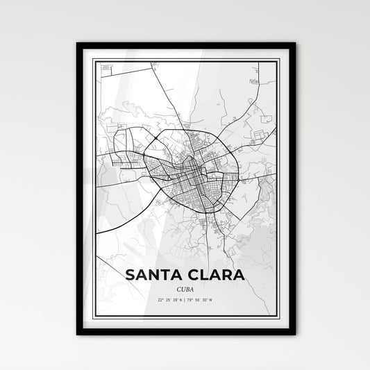 Santa Clara Cuba - Scandinavian Style City Map for Modern Home Decor