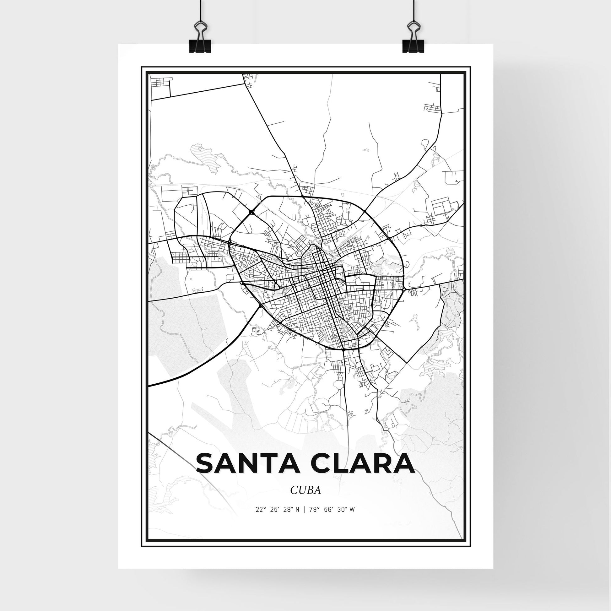 Santa Clara Cuba - Premium City Map Poster