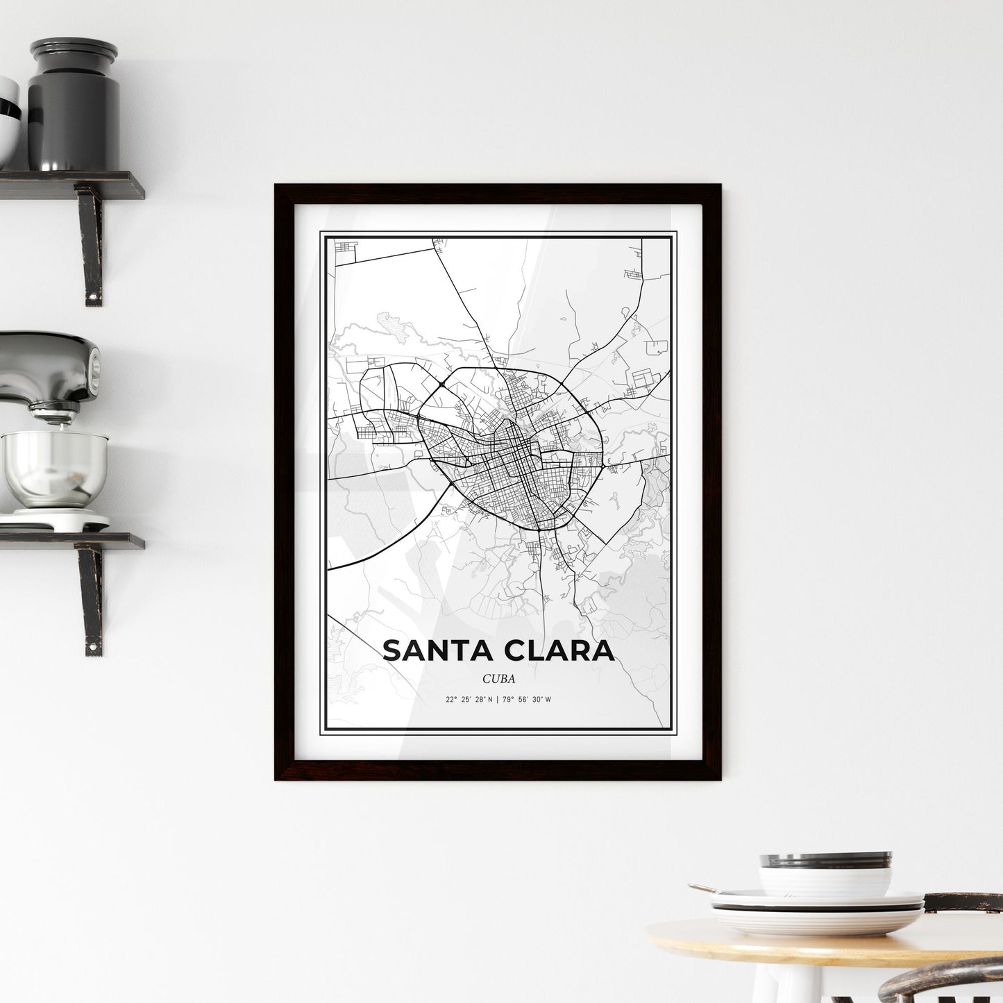 Santa Clara Cuba - Minimal City Map