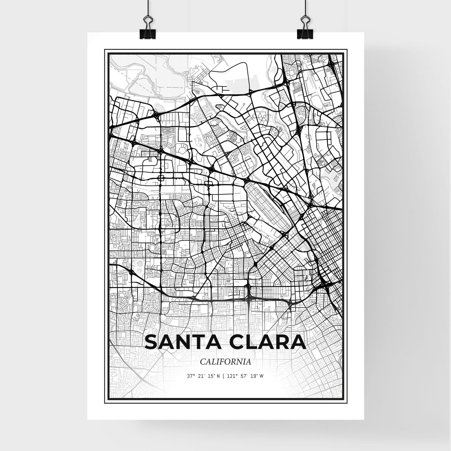 Santa Clara California - Premium City Map Poster