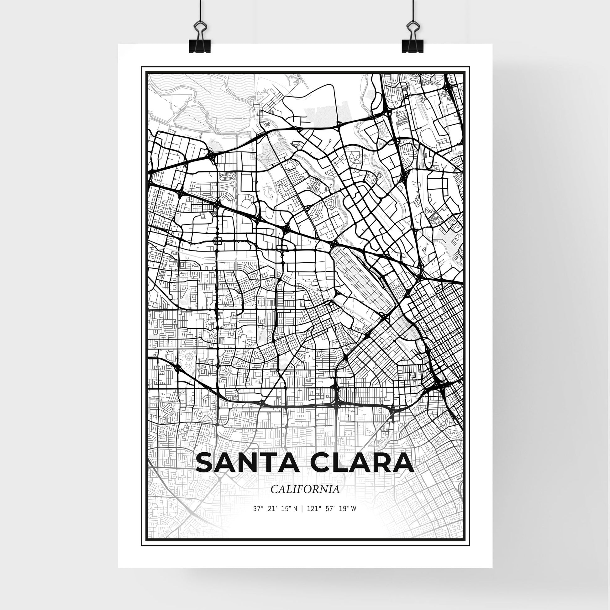 Santa Clara California - Premium City Map Poster