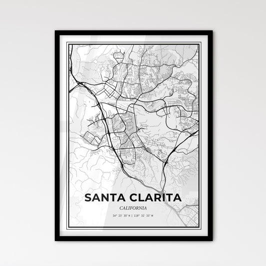 Santa Clarita California - Scandinavian Style City Map for Modern Home Decor