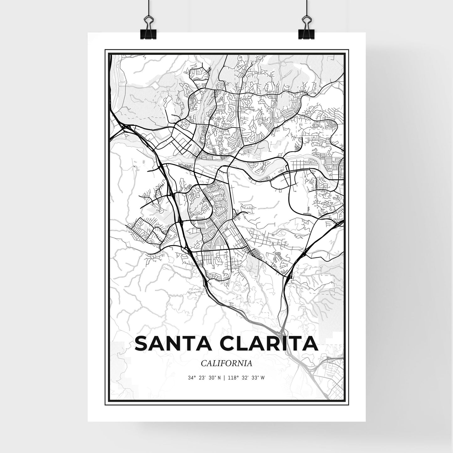 Santa Clarita California - Premium City Map Poster