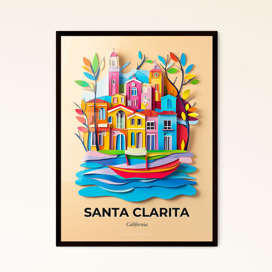 Vivid Santa Clarita, California - a colorful city with a boat floating in the water