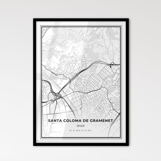 Santa Coloma de Gramenet Spain - Scandinavian Style City Map for Modern Home Decor