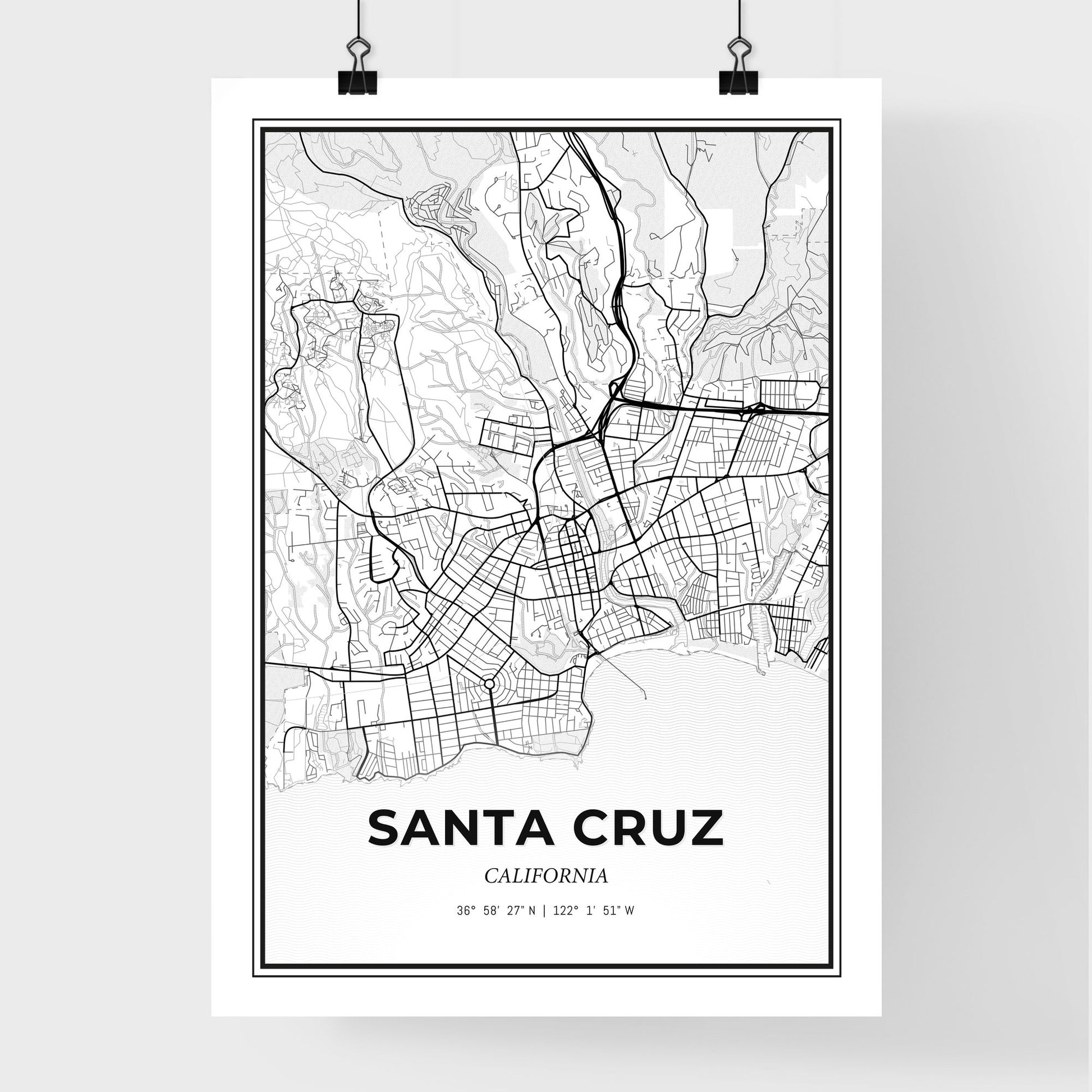 Santa Cruz California - Premium City Map Poster