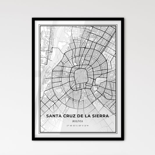 Santa Cruz de la Sierra Bolivia - Scandinavian Style City Map for Modern Home Decor