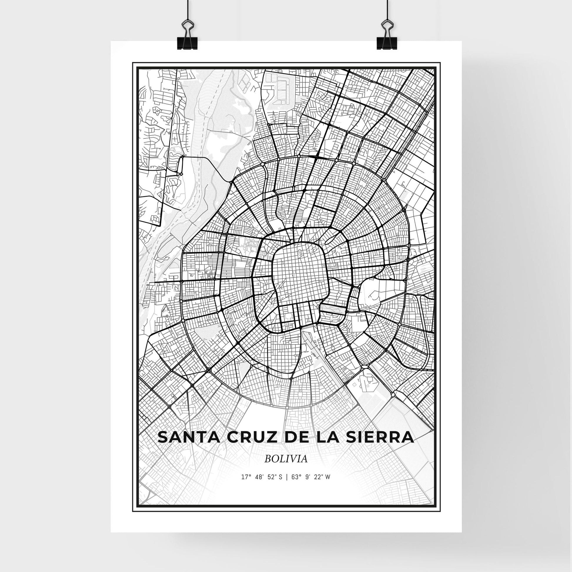 Santa Cruz de la Sierra Bolivia - Premium City Map Poster