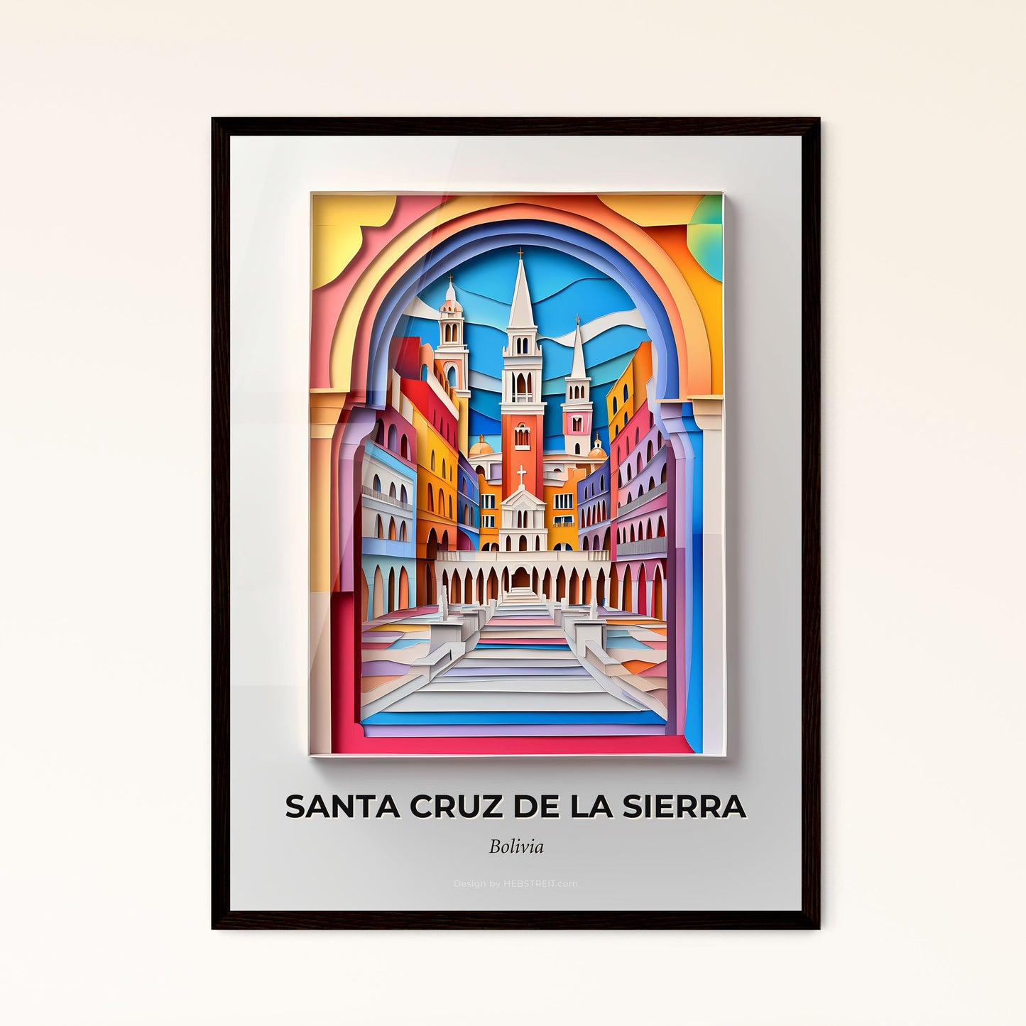 Vivid Santa Cruz de la Sierra, Bolivia - a colorful picture of a city with a clock tower