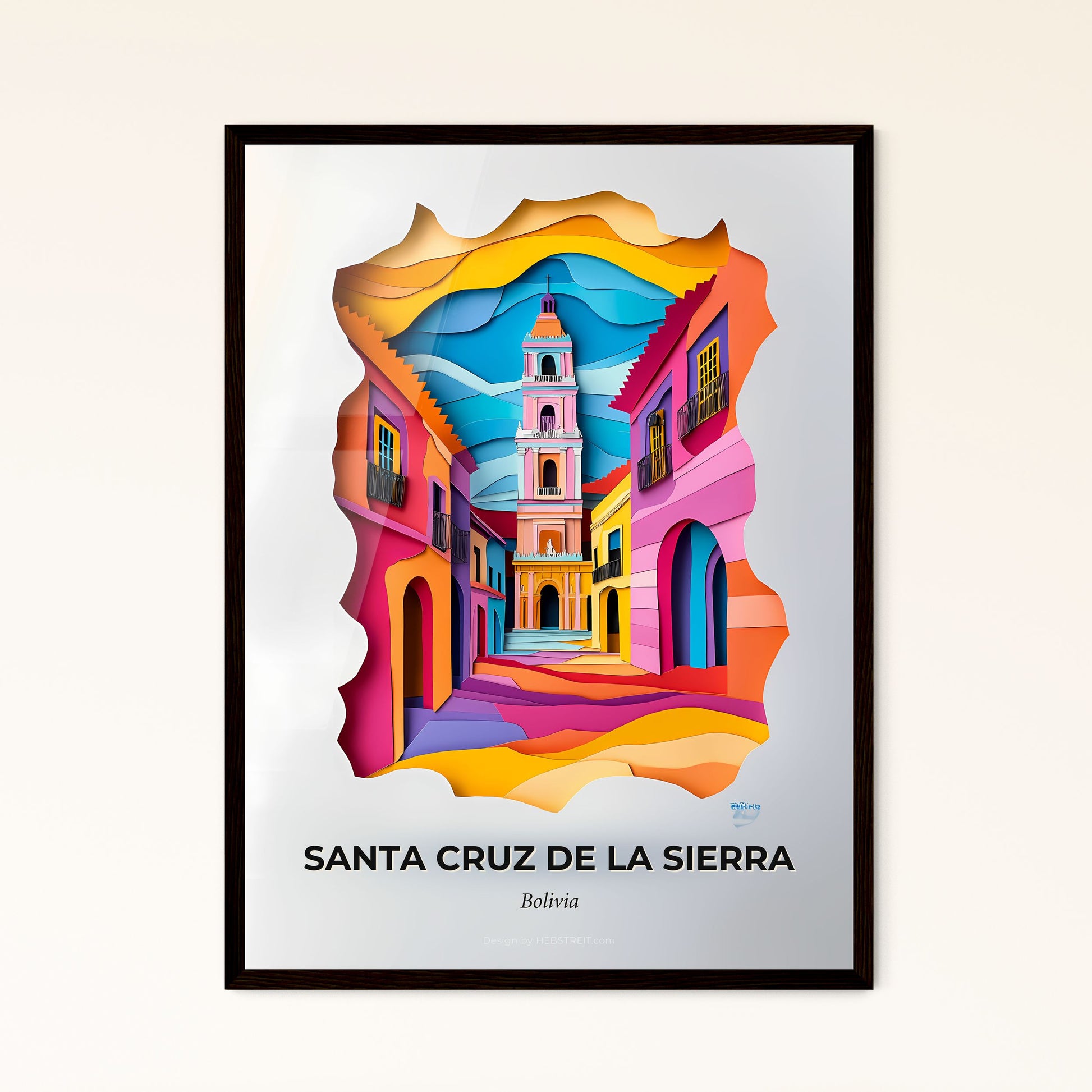 Vivid Santa Cruz de la Sierra, Bolivia - a colorful city with a clock tower in the middle