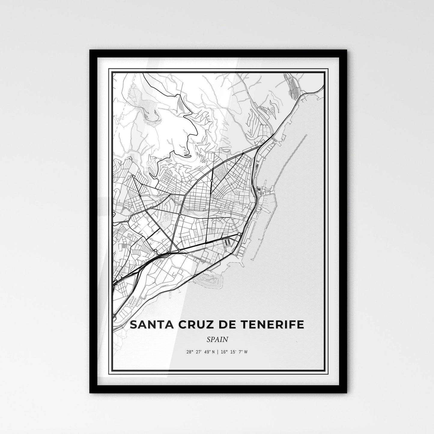 Santa Cruz de Tenerife Spain - Scandinavian Style City Map for Modern Home Decor