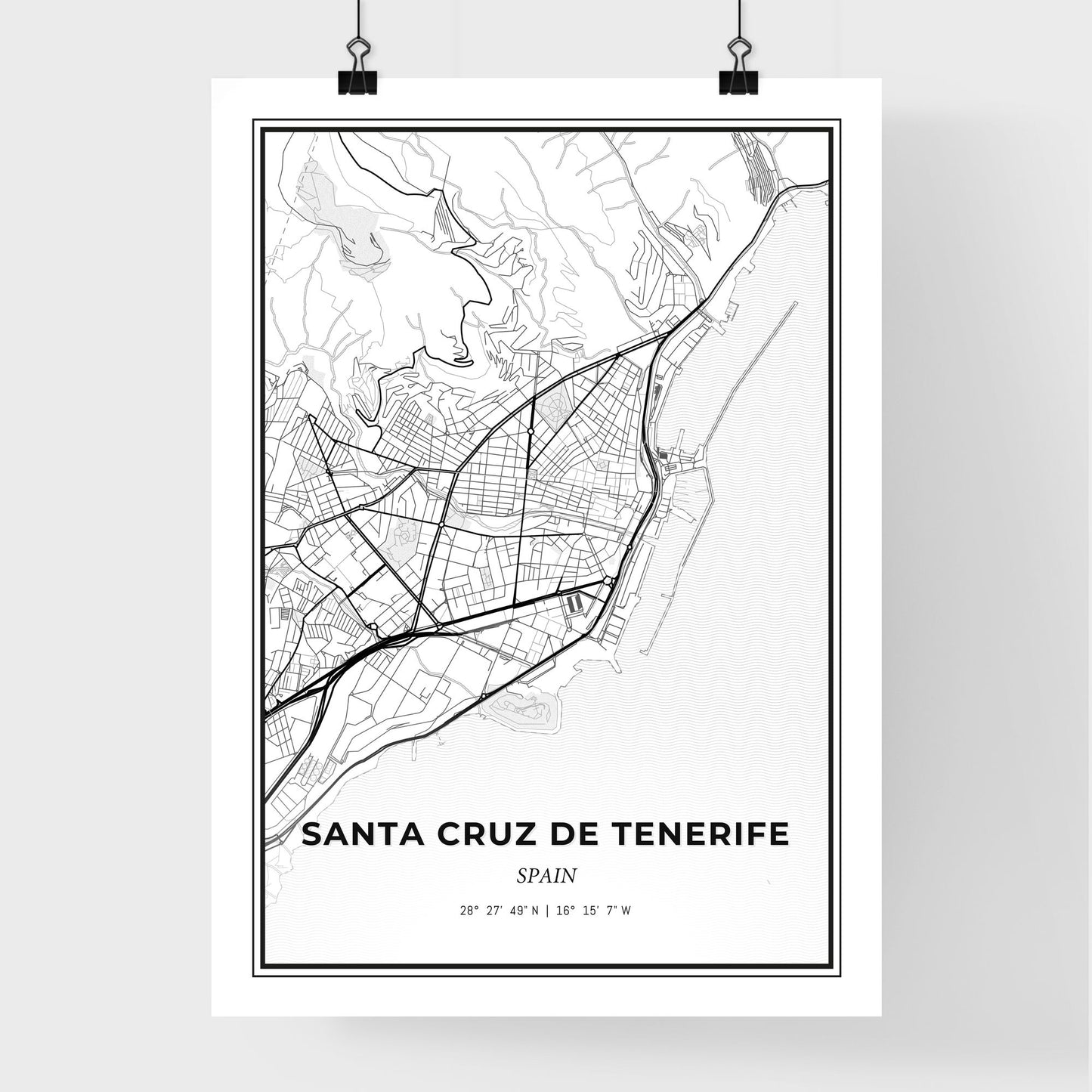 Santa Cruz de Tenerife Spain - Premium City Map Poster