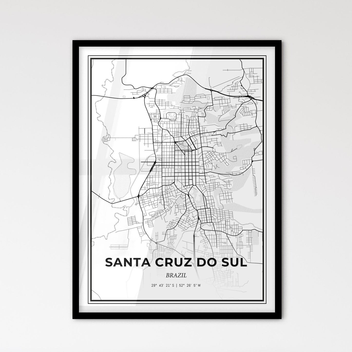 Santa Cruz do Sul Brazil - Scandinavian Style City Map for Modern Home Decor