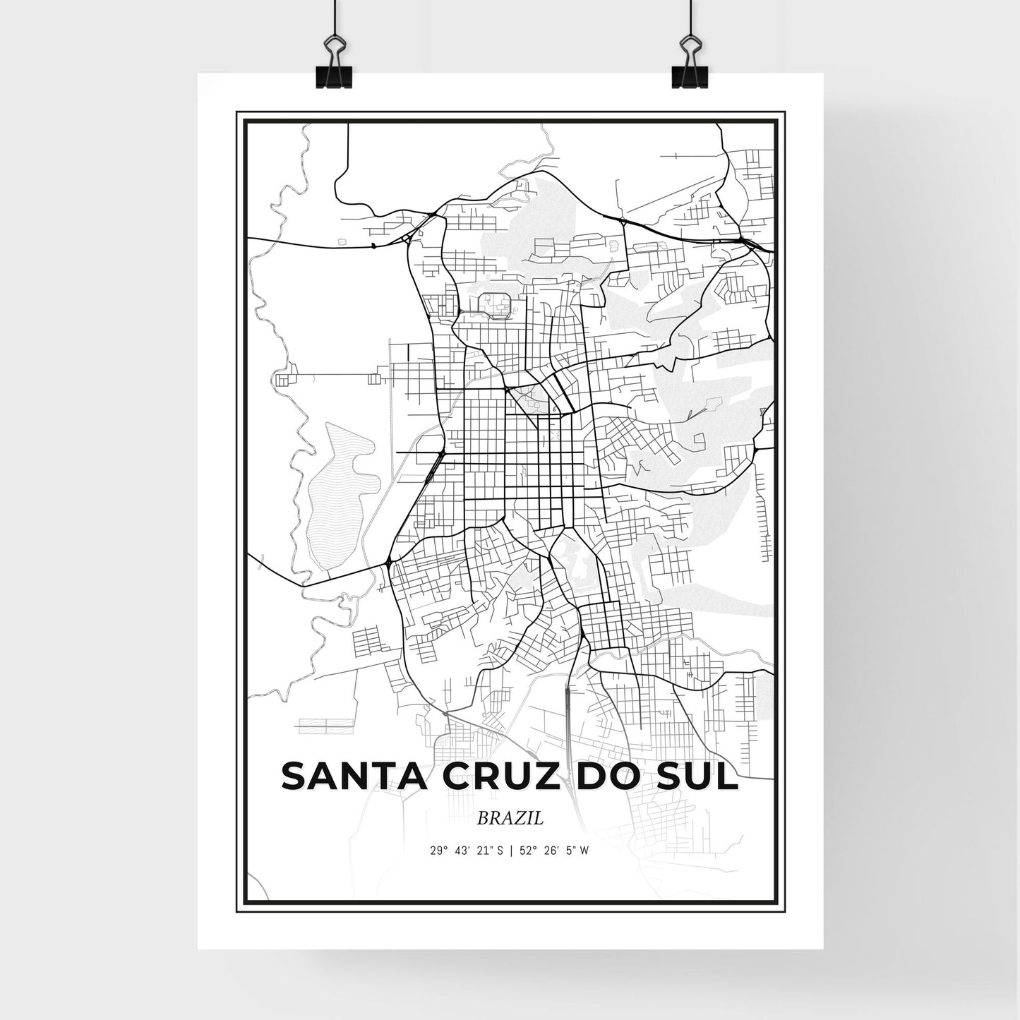 Santa Cruz do Sul Brazil - Premium City Map Poster