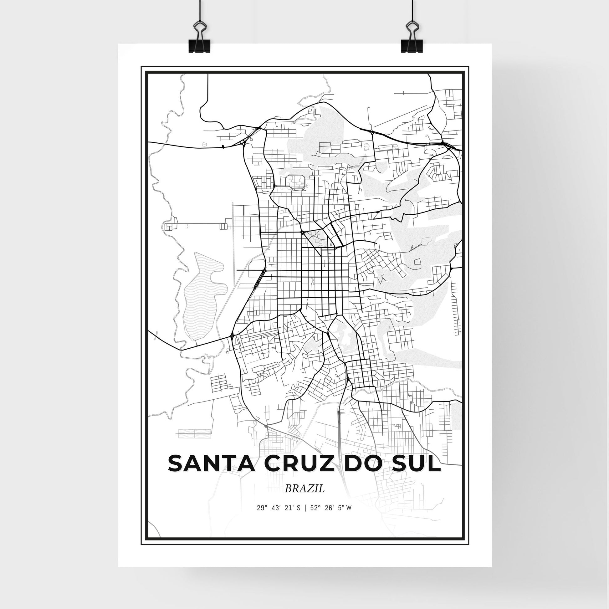 Santa Cruz do Sul Brazil - Premium City Map Poster