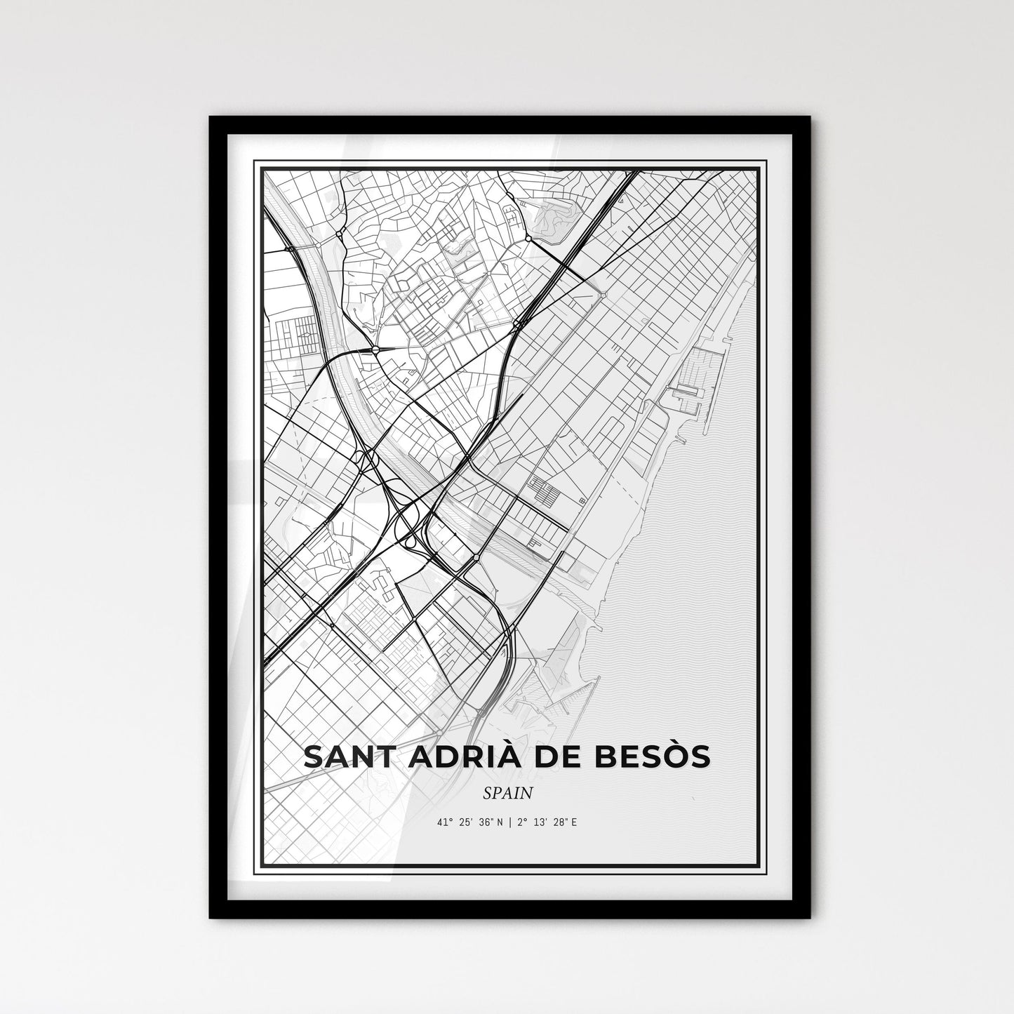 Sant Adrià de Besòs Spain - Scandinavian Style City Map for Modern Home Decor