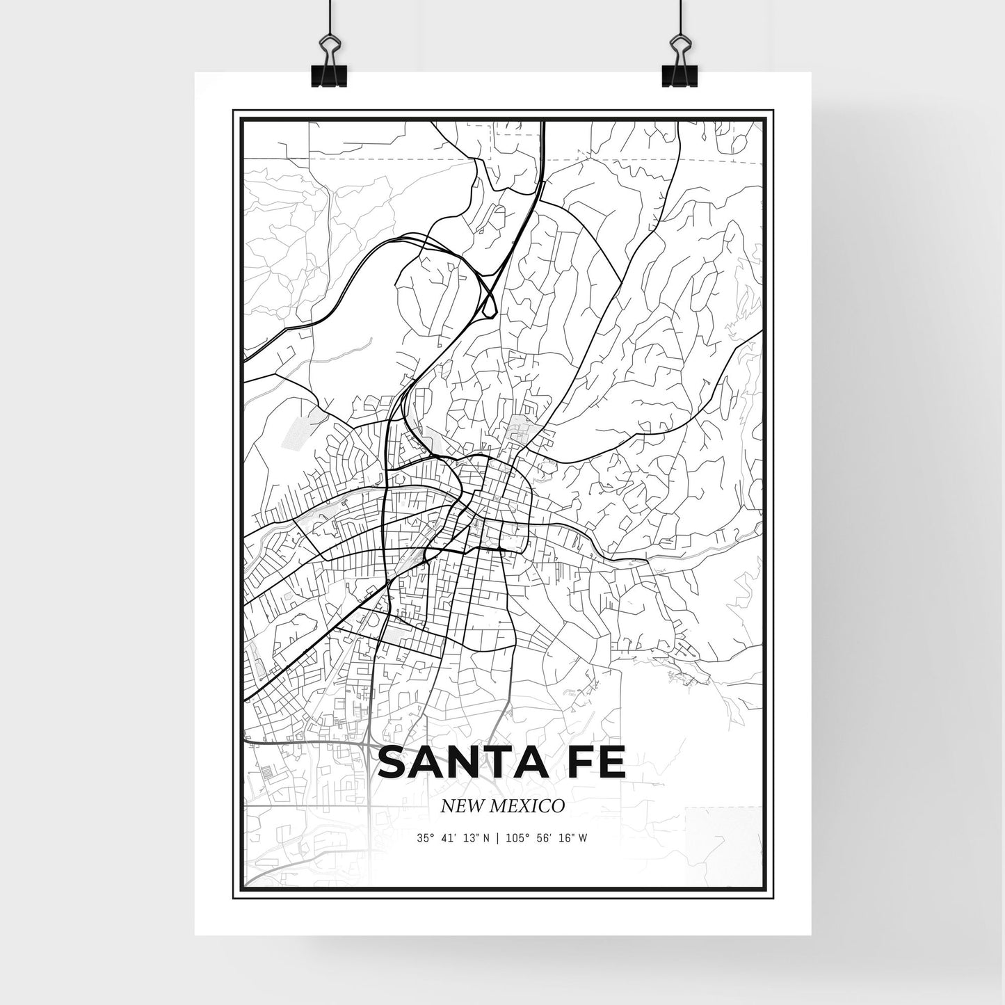 Santa Fe New Mexico - Premium City Map Poster