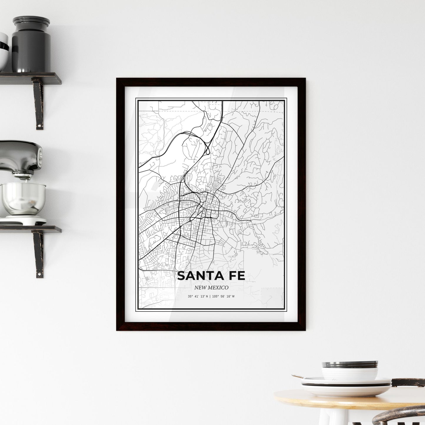 Santa Fe New Mexico - Minimal City Map