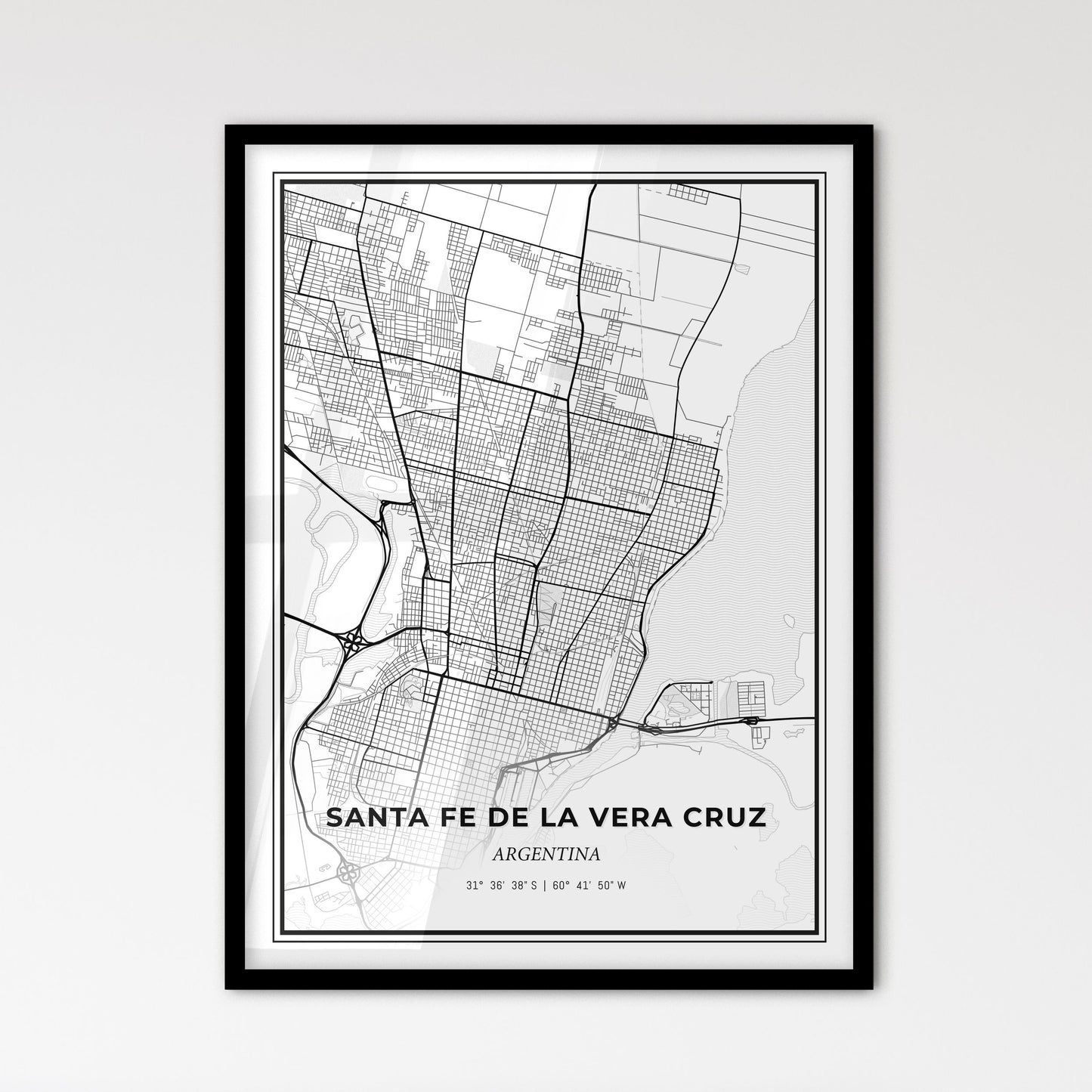 Santa Fe de la Vera Cruz Argentina - Scandinavian Style City Map for Modern Home Decor