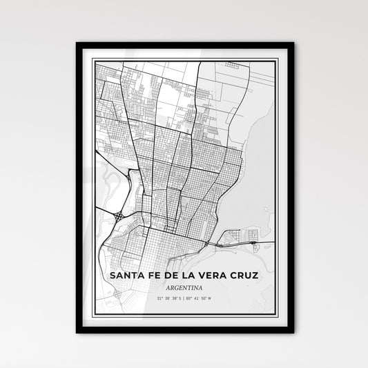 Santa Fe de la Vera Cruz Argentina - Scandinavian Style City Map for Modern Home Decor