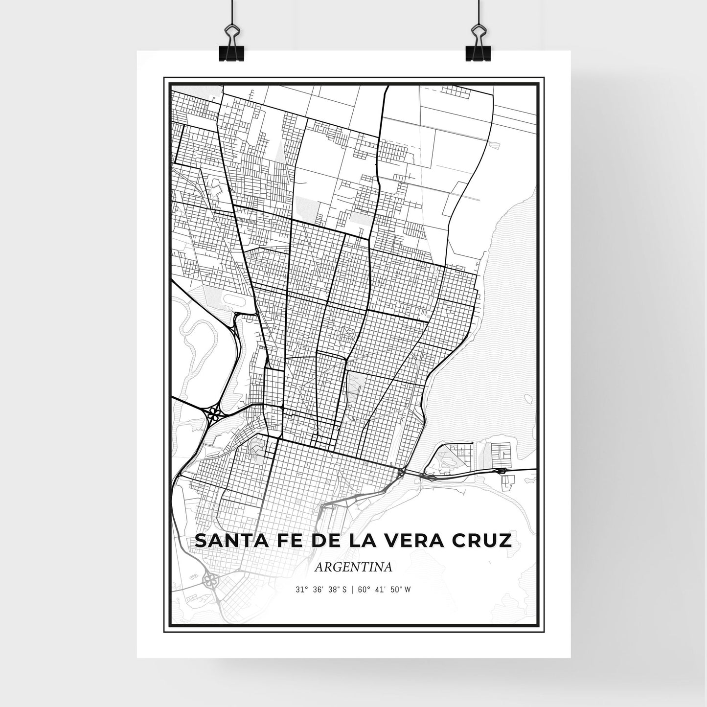 Santa Fe de la Vera Cruz Argentina - Premium City Map Poster