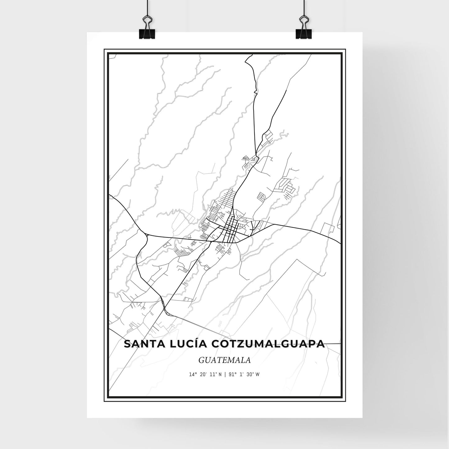 Santa Lucía Cotzumalguapa Guatemala - Premium City Map Poster