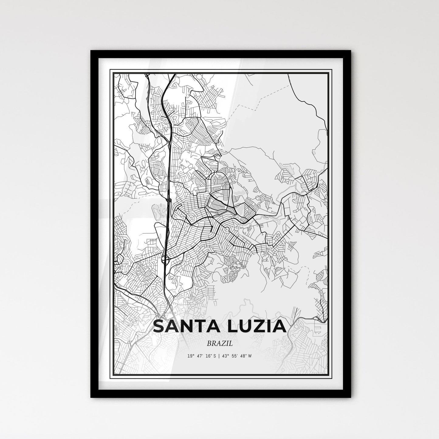 Santa Luzia Brazil - Scandinavian Style City Map for Modern Home Decor