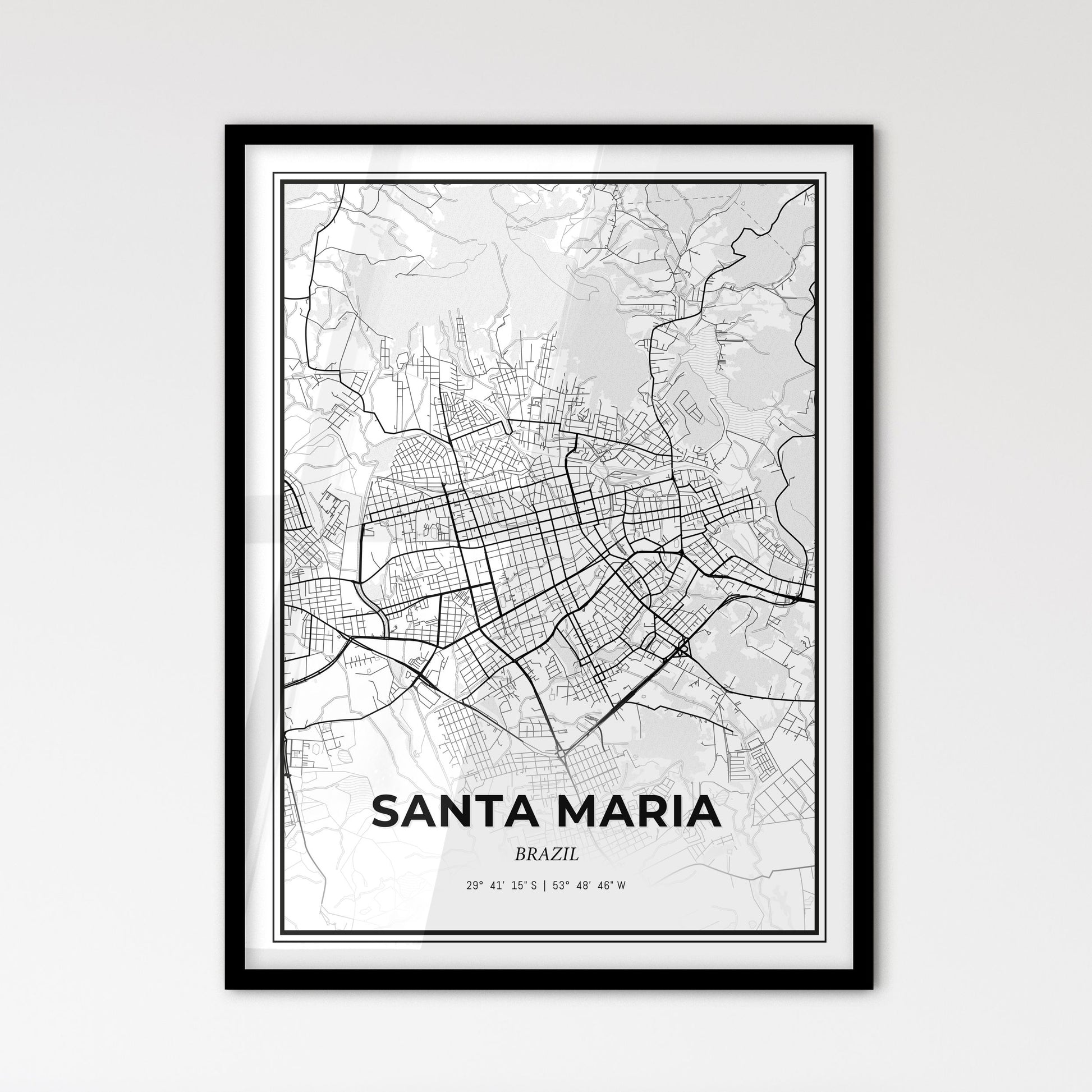 Santa Maria Brazil - Scandinavian Style City Map for Modern Home Decor