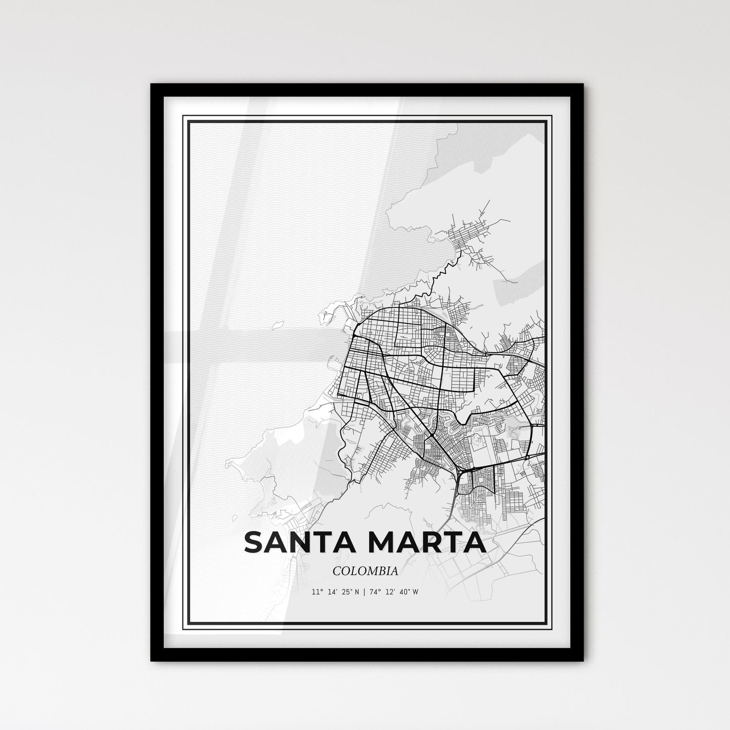 Santa Marta Colombia - Scandinavian Style City Map for Modern Home Decor