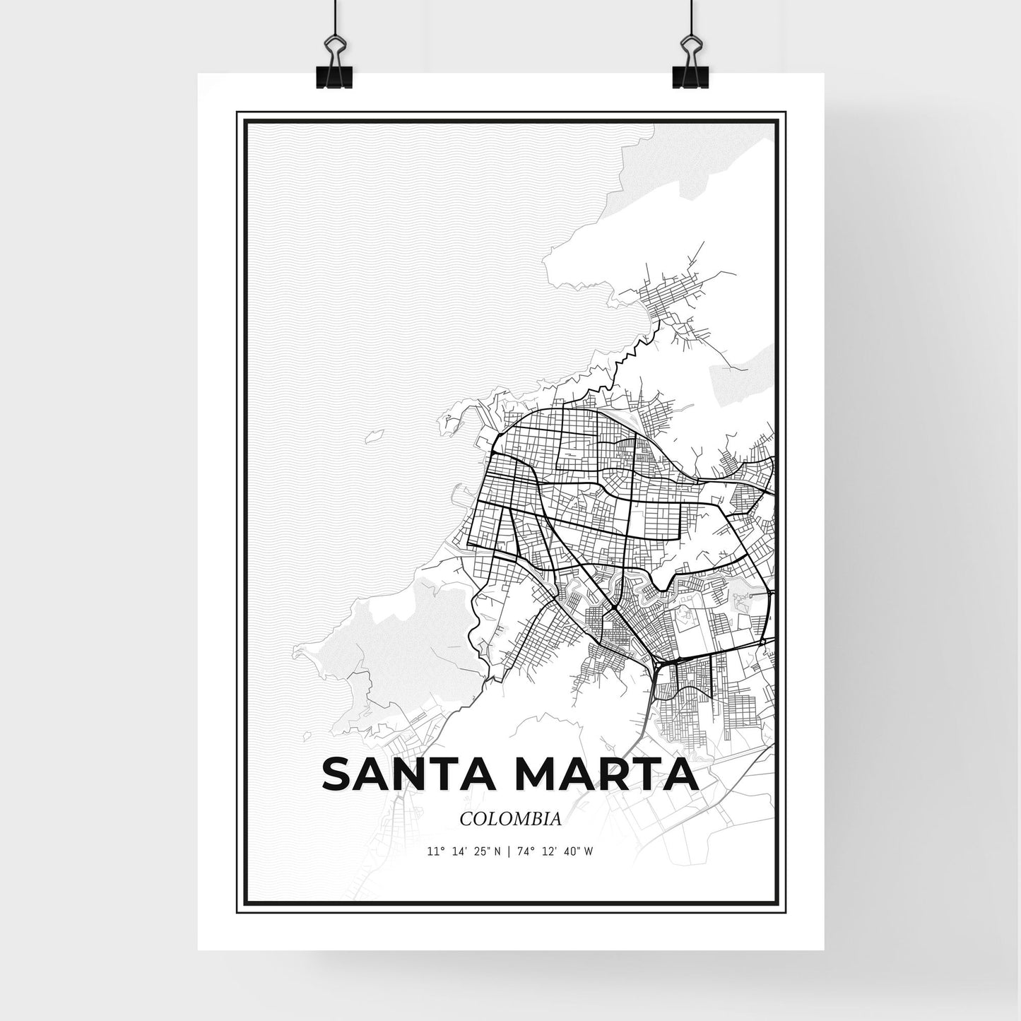 Santa Marta Colombia - Premium City Map Poster