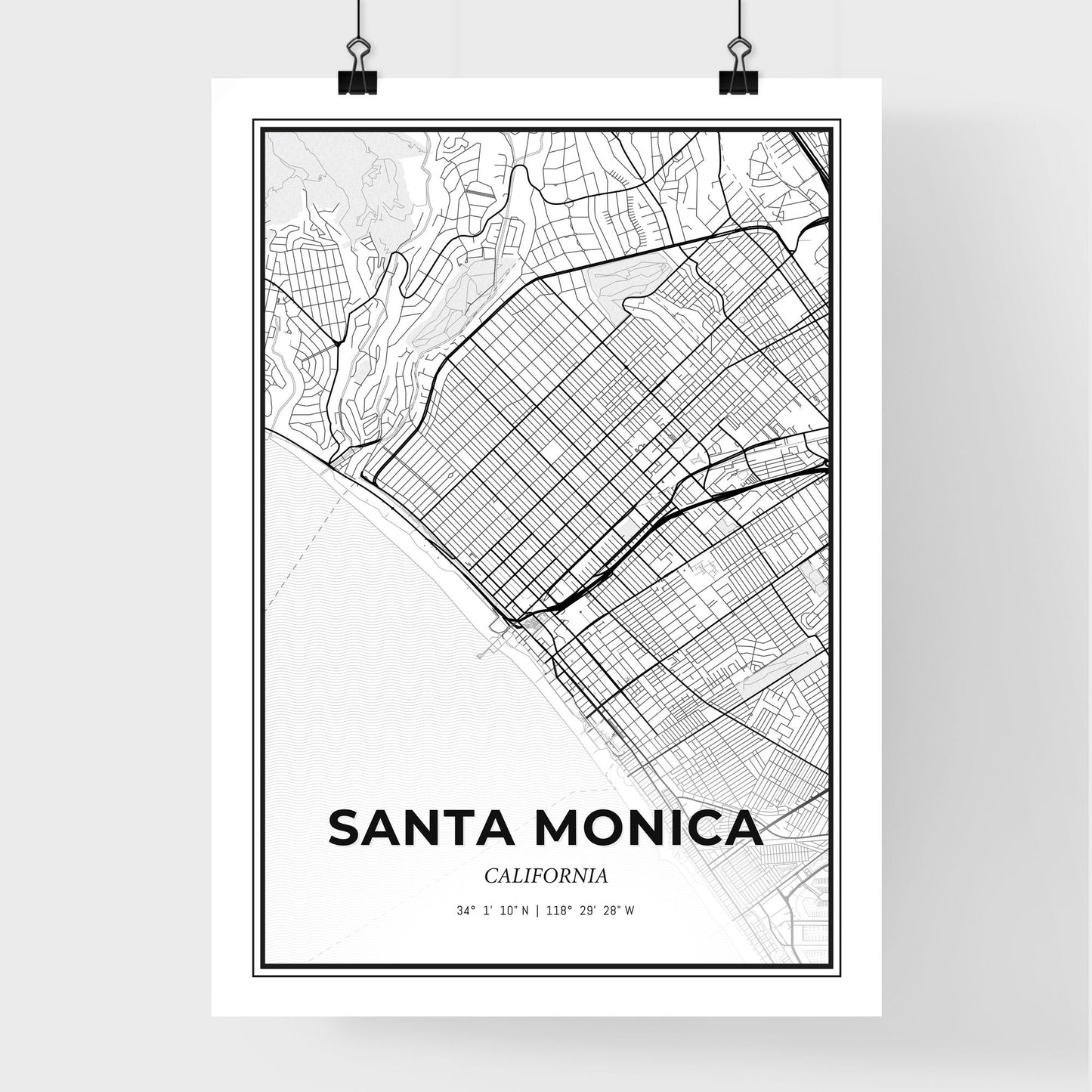 Santa Monica California - Premium City Map Poster