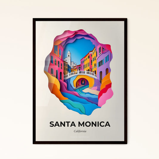 Vivid Santa Monica, California - a colorful city with a bridge and a river