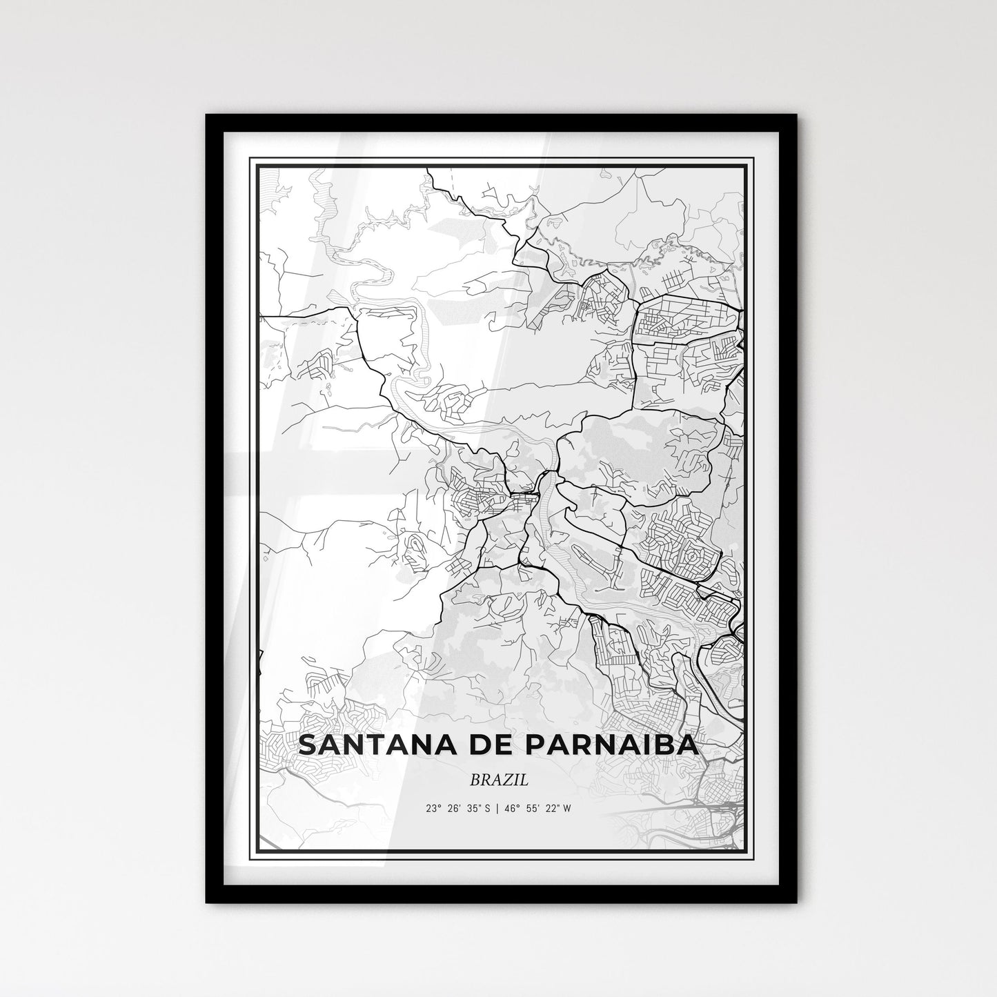 Santana de Parnaiba Brazil - Scandinavian Style City Map for Modern Home Decor