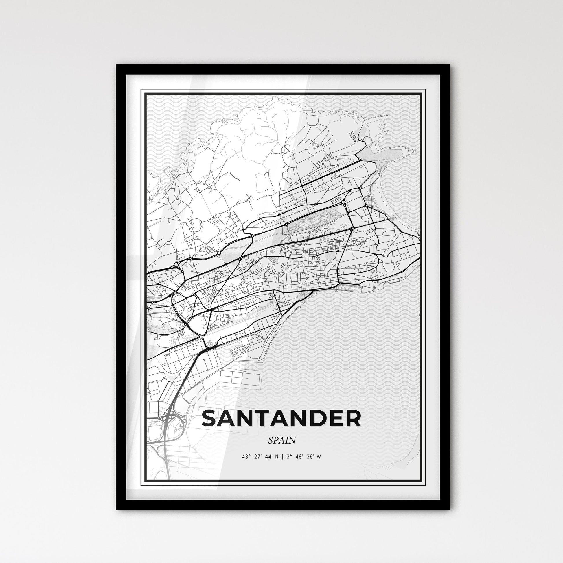 Santander Spain - Scandinavian Style City Map for Modern Home Decor