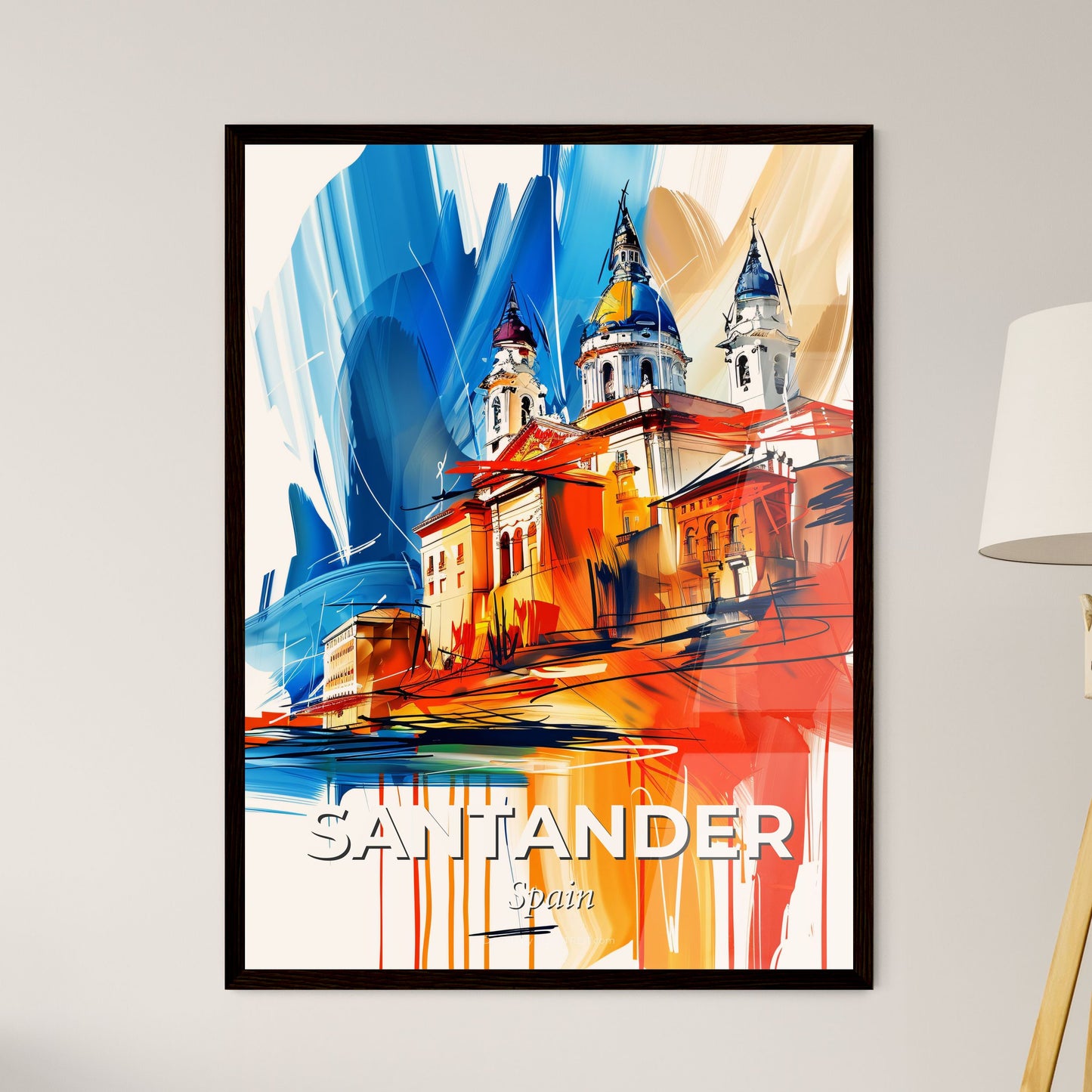 Vibrant Santander, Spain - A Painting Of A Building