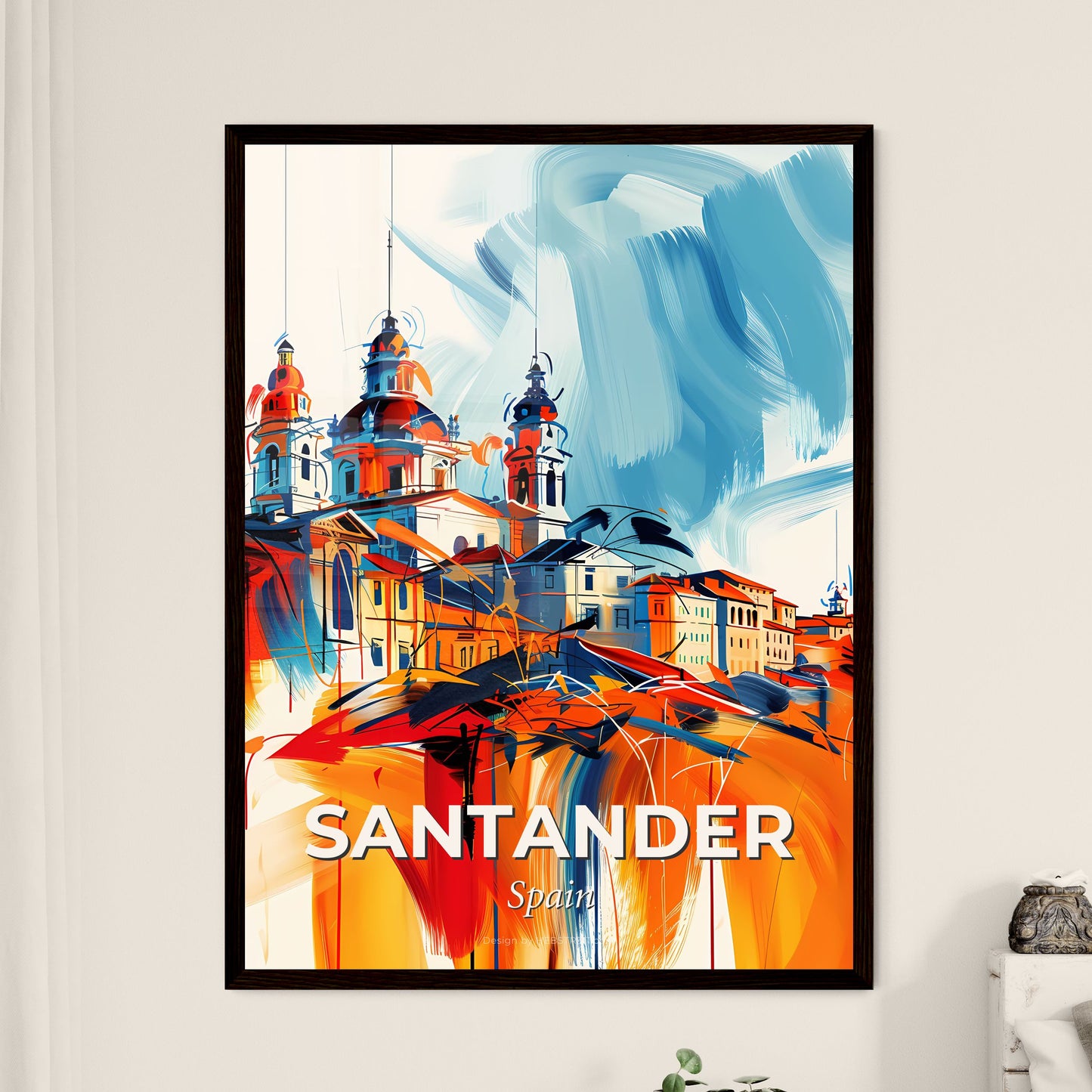 Vibrant Santander, Spain - A Painting Of A Building