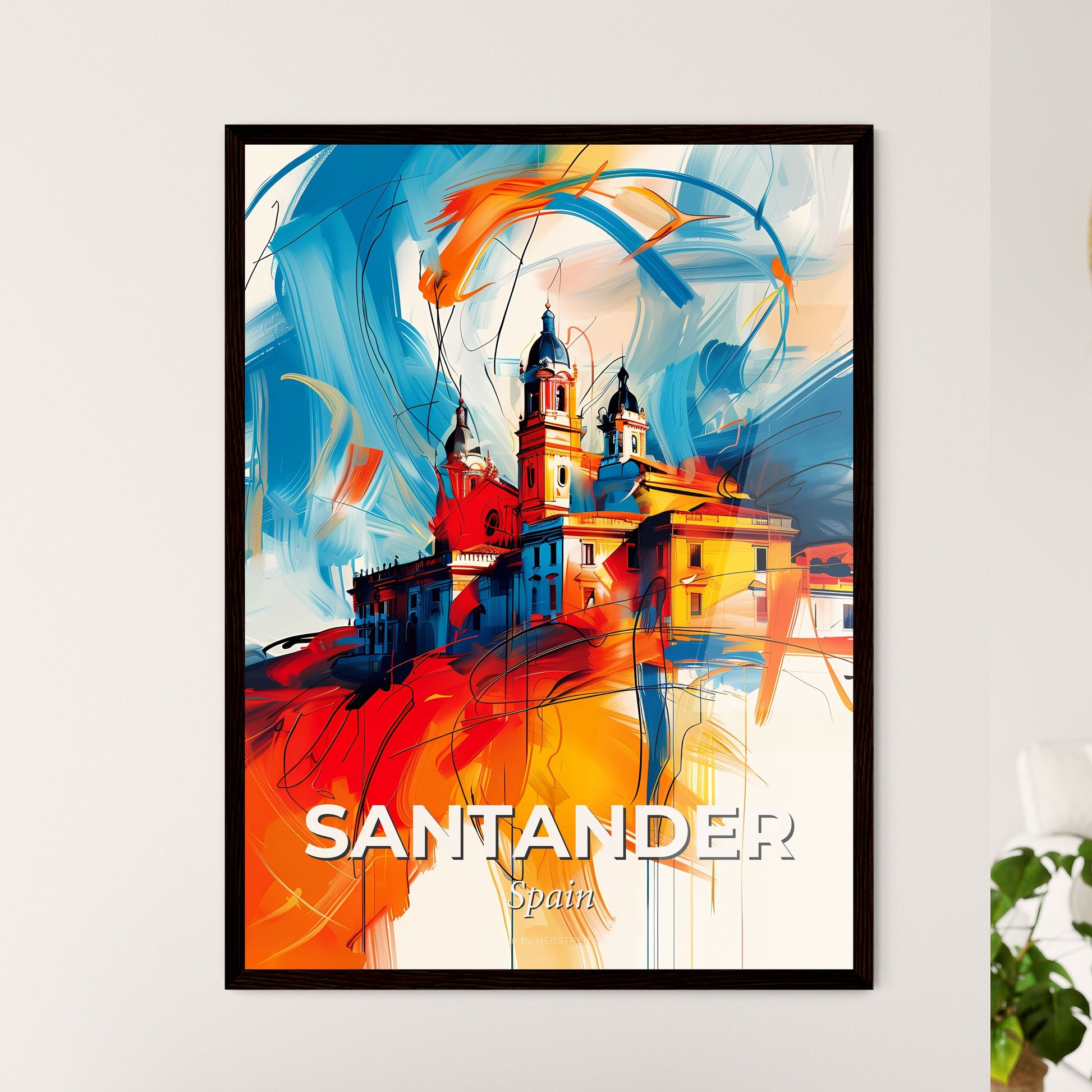 Vibrant Santander, Spain - A Painting Of A Building