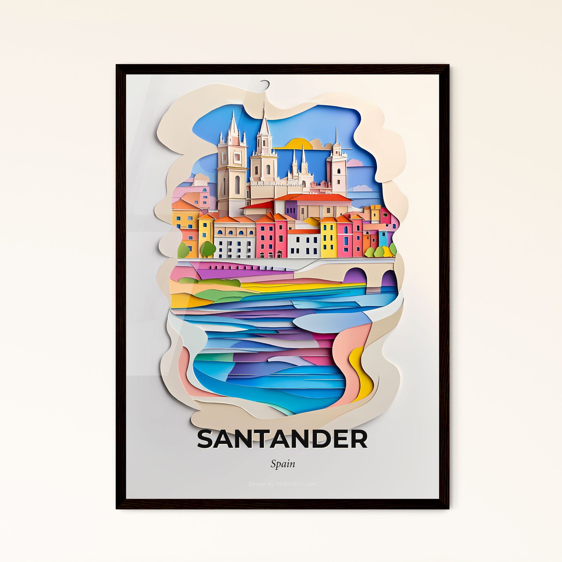 Vivid Santander, Spain - a paper cut of a city with a river