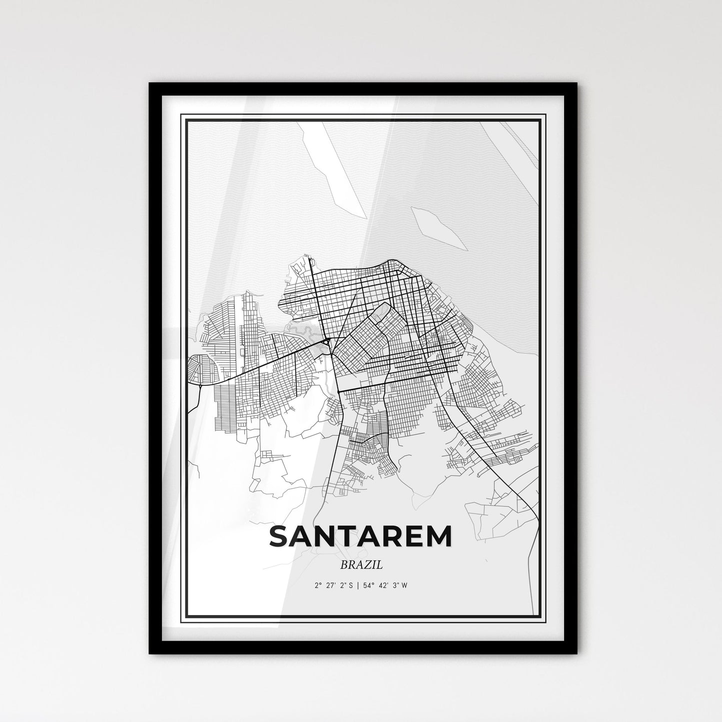 Santarem Brazil - Scandinavian Style City Map for Modern Home Decor