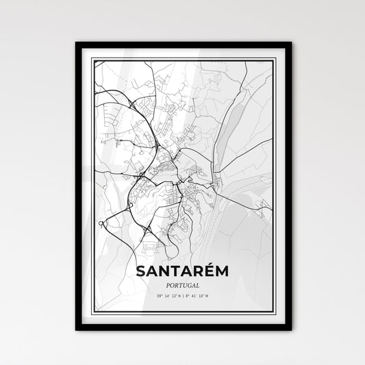 Santarém Portugal - Scandinavian Style City Map for Modern Home Decor