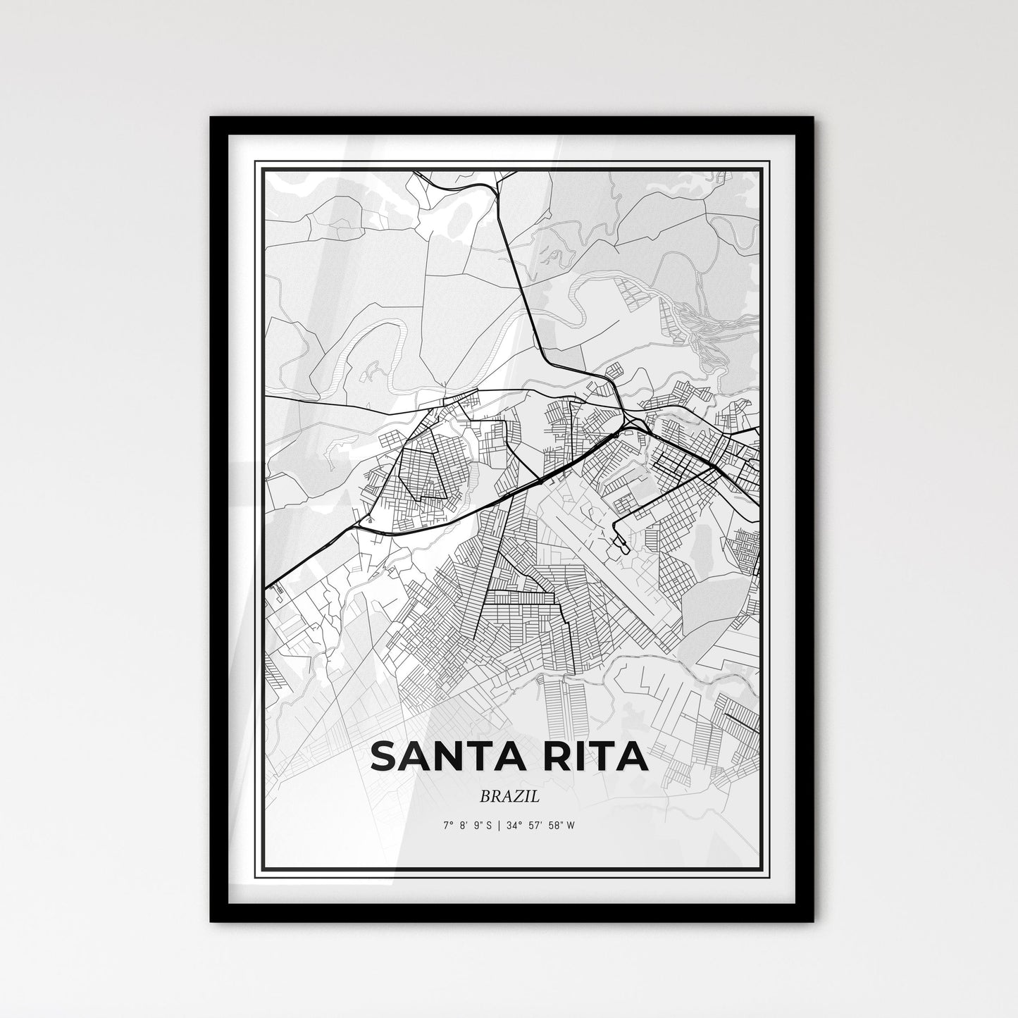 Santa Rita Brazil - Scandinavian Style City Map for Modern Home Decor