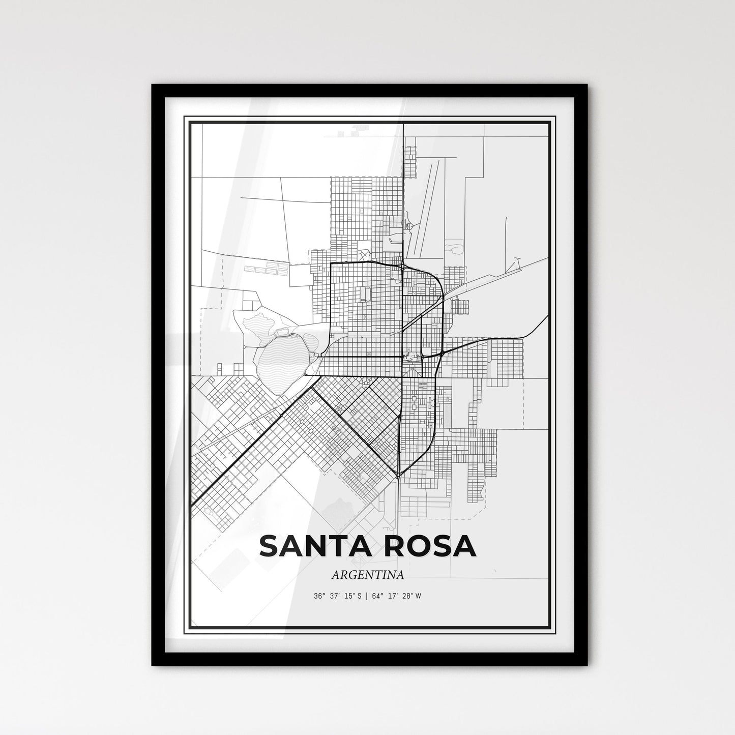 Santa Rosa Argentina - Scandinavian Style City Map for Modern Home Decor