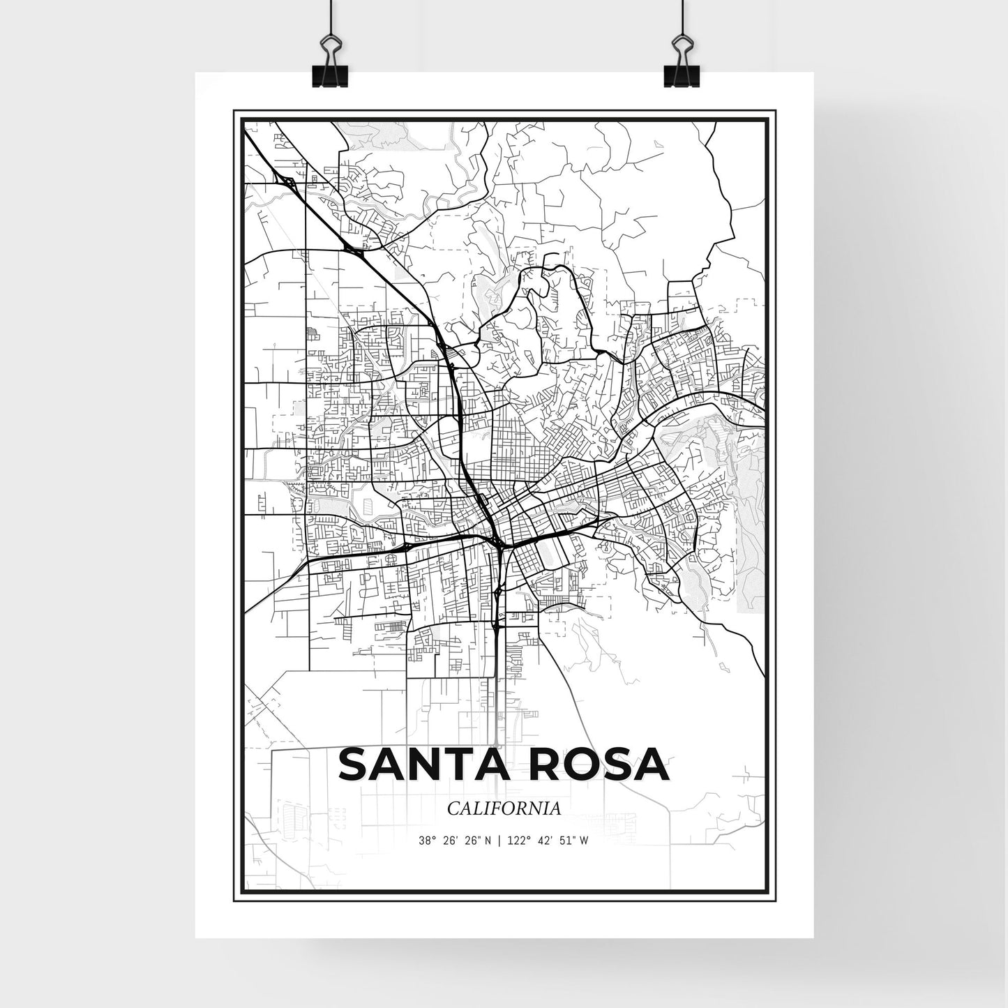 Santa Rosa California - Premium City Map Poster