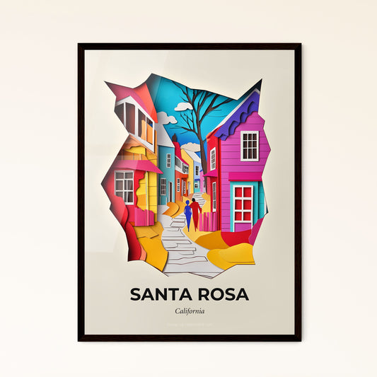 Vivid Santa Rosa, California - a person walking down a street past a colorful building