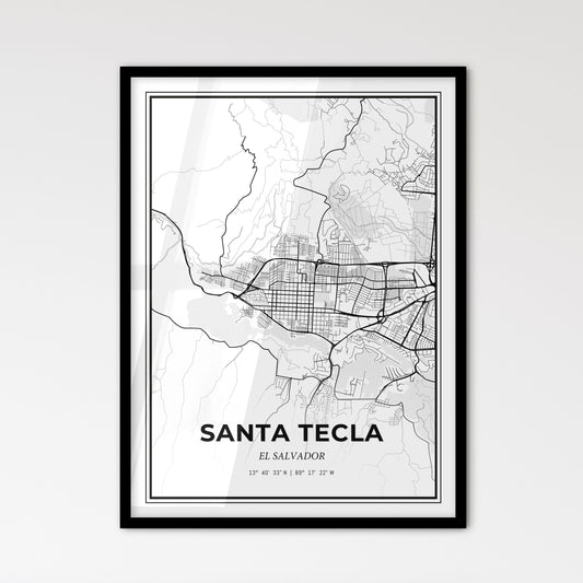 Santa Tecla El Salvador - Scandinavian Style City Map for Modern Home Decor