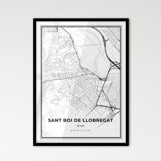 Sant Boi de Llobregat Spain - Scandinavian Style City Map for Modern Home Decor