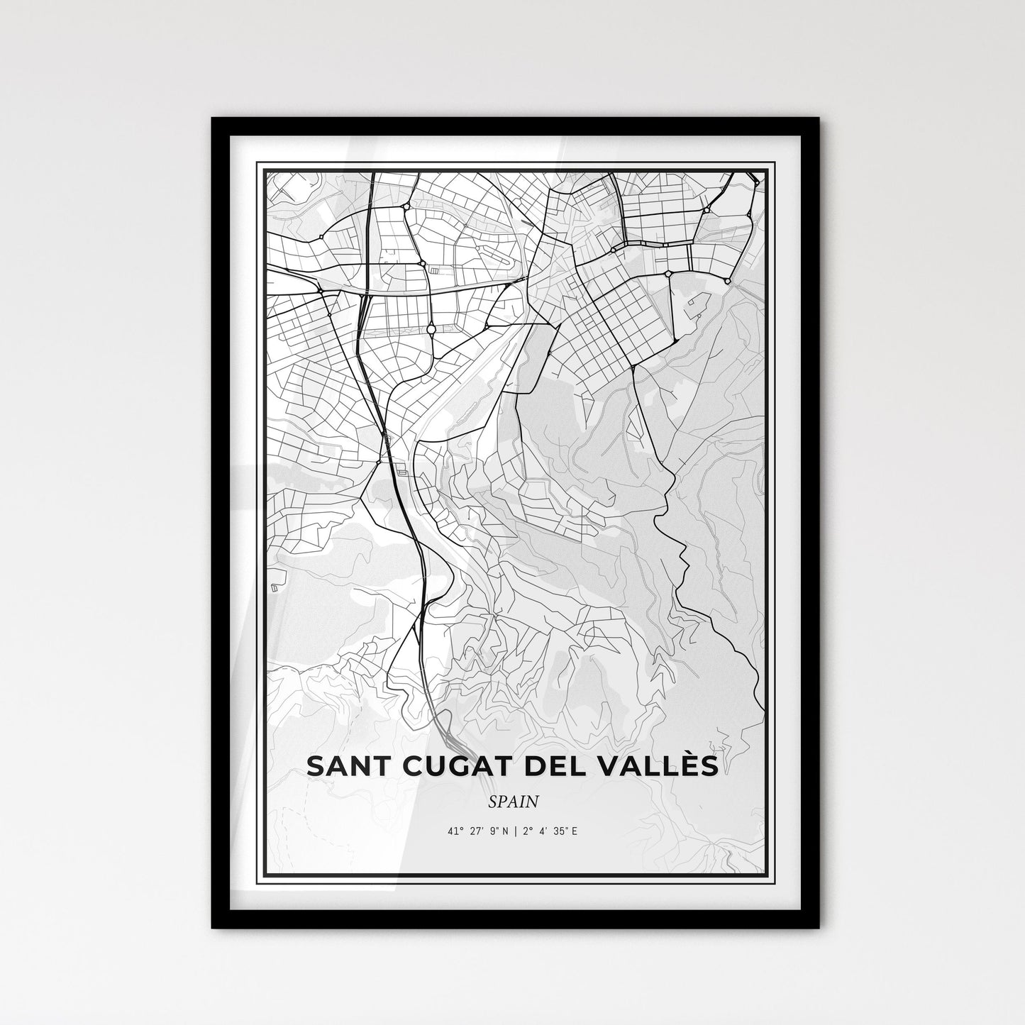 Sant Cugat del Vallès Spain - Scandinavian Style City Map for Modern Home Decor