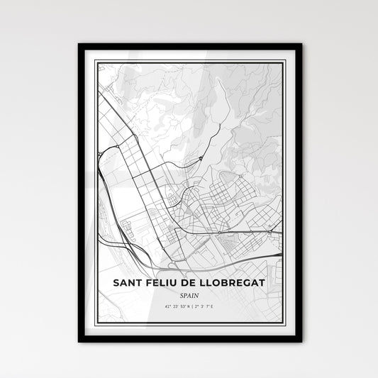 Sant Feliu de Llobregat Spain - Scandinavian Style City Map for Modern Home Decor