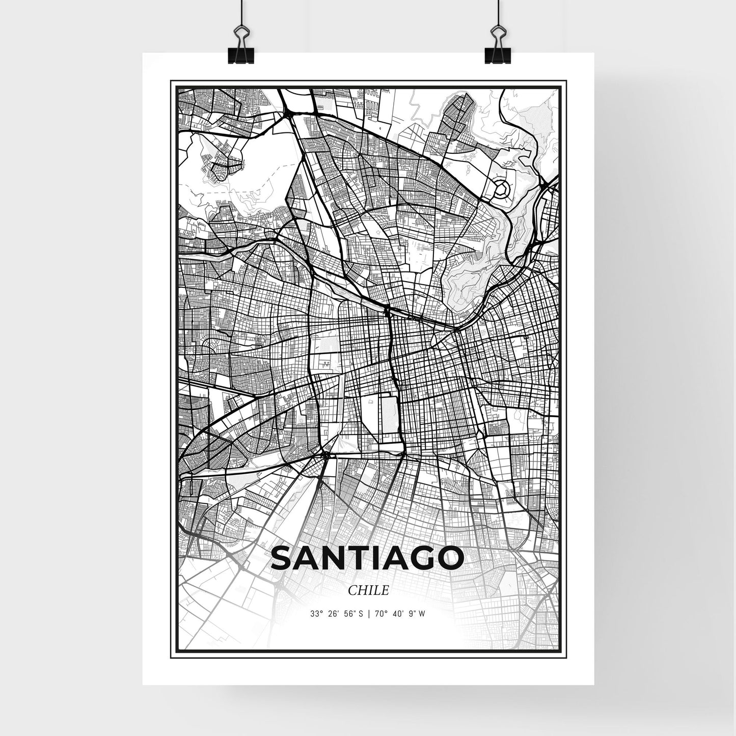 Santiago Chile - Premium City Map Poster